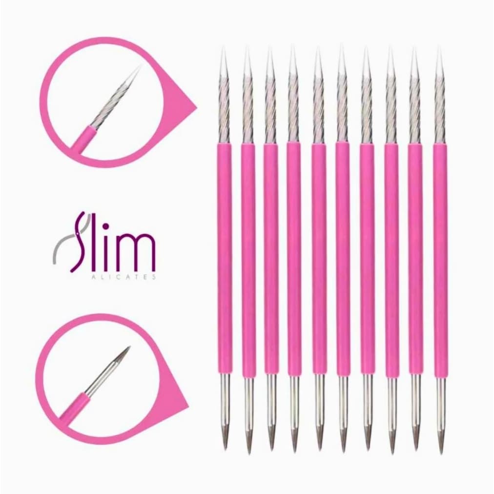 Kit 10 Palito Duplo 105 Cutícula Manicure Pedicure Cutelaria Unha Silicone Esterilizável Inox Slim