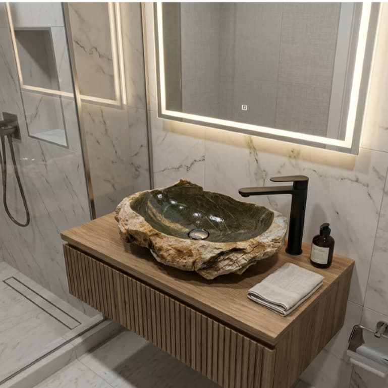 Cuba Lavabo de Pedra Rústico Natural