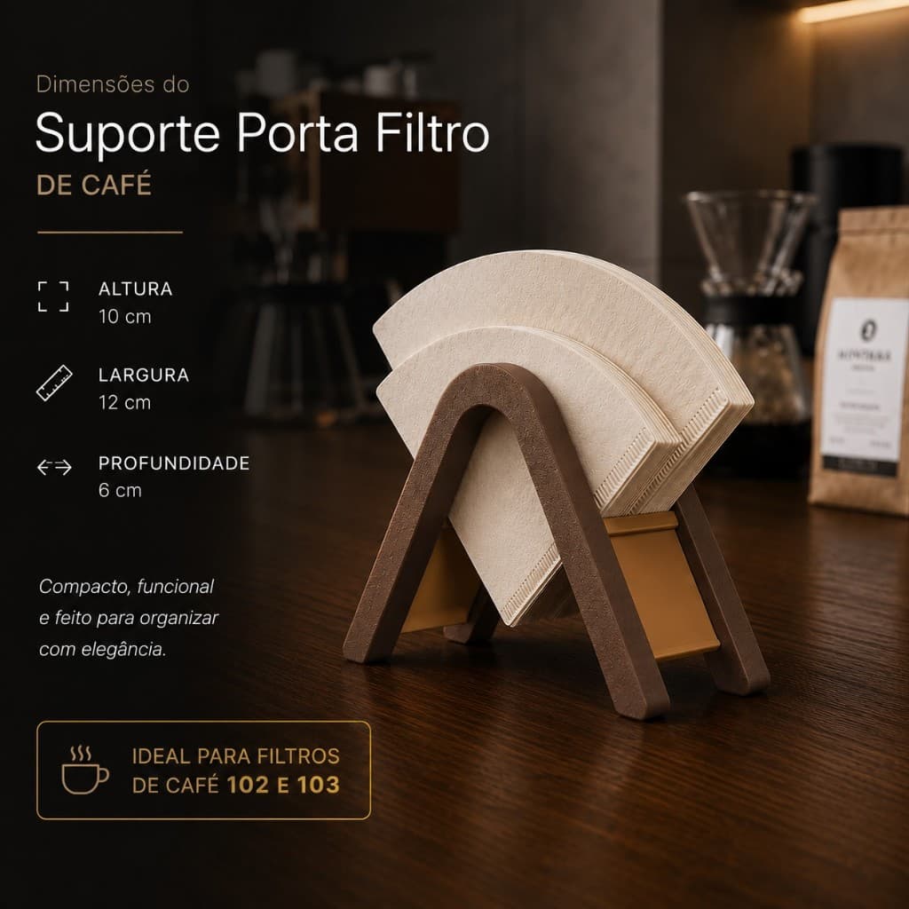 Suporte Organizador para Filtros e Coador, Design Minimalista para Bancada e Cantinho do Café