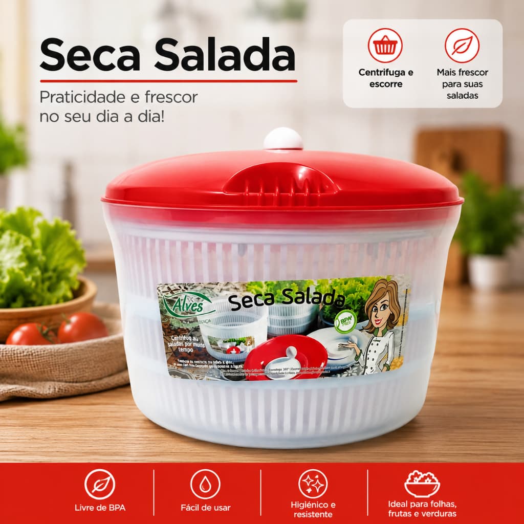 Centrífuga Seca Salada 4,5L GRANDE - verduras - folhas