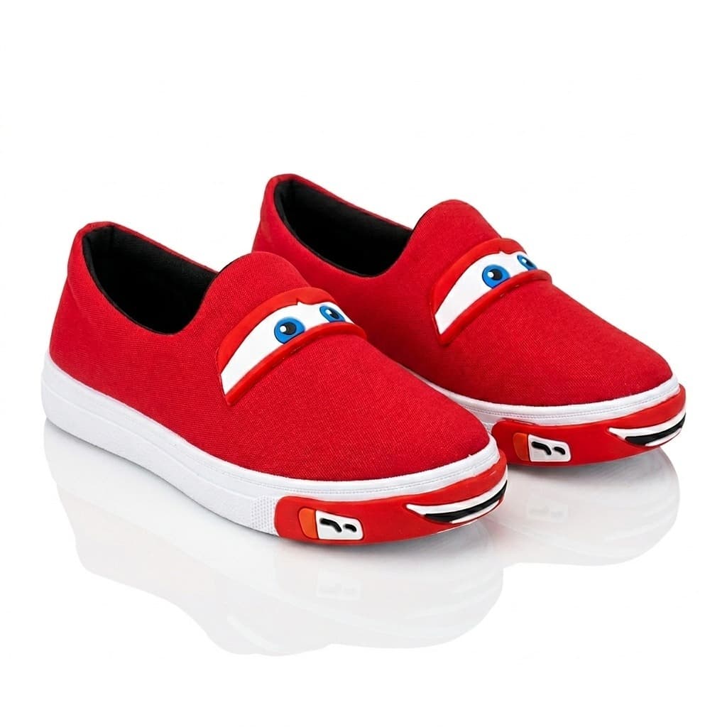 Tênis Infantil Menino Slip-On Relâmpago Confortável Leve e Antiderrapante Escolar Vermelho