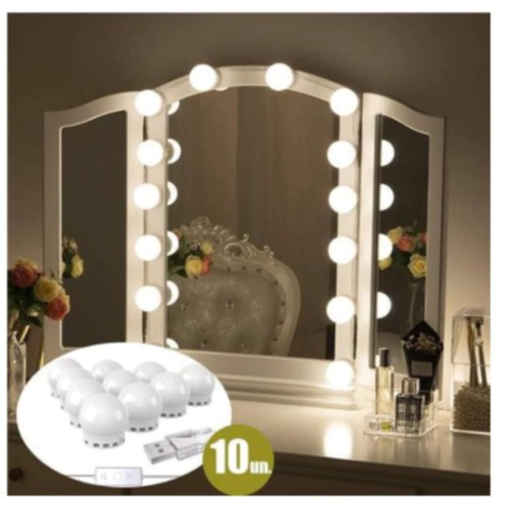 Kit 10 Lâmpadas Para Camarim Penteadeira Arandela Iluminação Para Luz De Led Para Maquiagem Se Maquiar 3 Cores