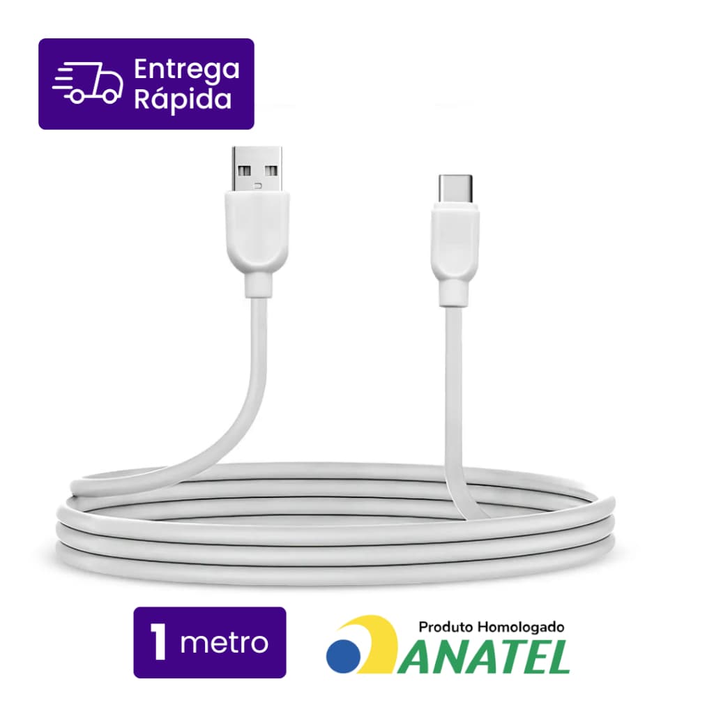 Cabo USB para Tipo C — Carregamento Rápido e Transferência de Dados  - 1 metro