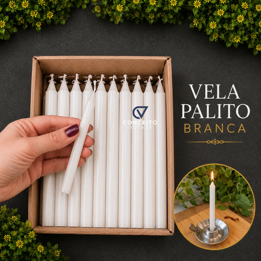 Vela Palito Branca Atacado Parafina 13,5 cm X 1,1 cm