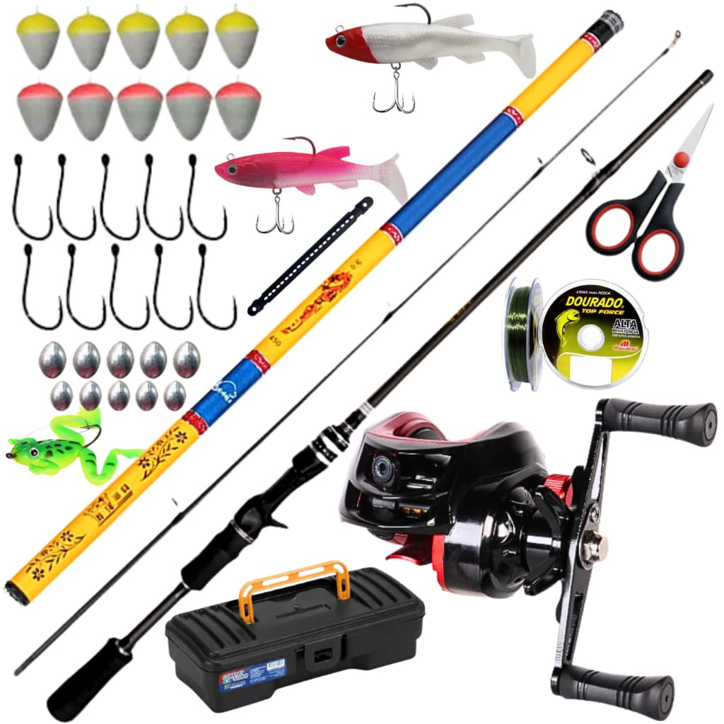 Carretilha De Pesca Vara Fibra Carbono 10 Kg Vara Mão 2,70 Fibra de Carbono Isca Artificial Robalo