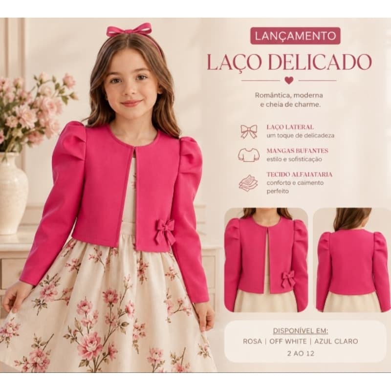 casaquinho jaqueta  infantil  , temos xadrez tecido alfaiataria.