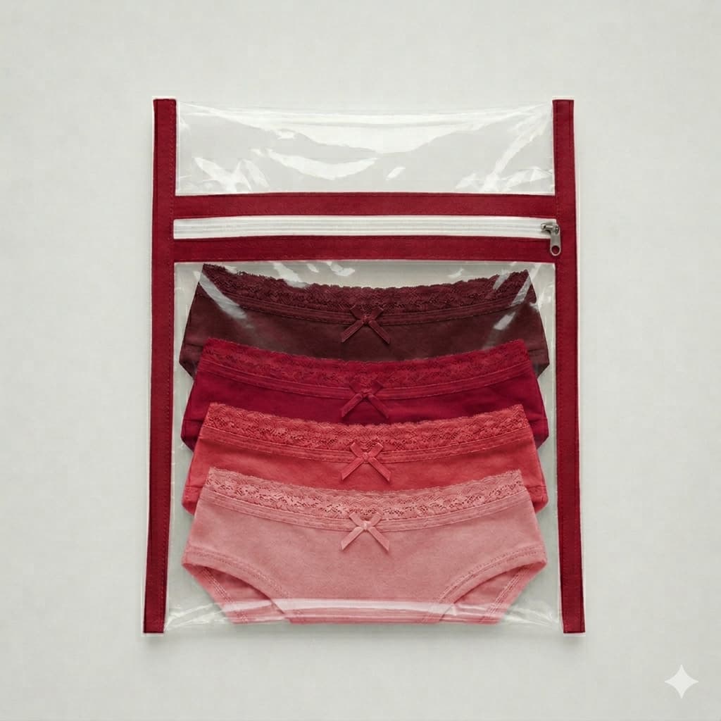 Saquinho Organizador Transparente para Roupas Íntimas com Zíper – Ideal para Mala e Bolsa