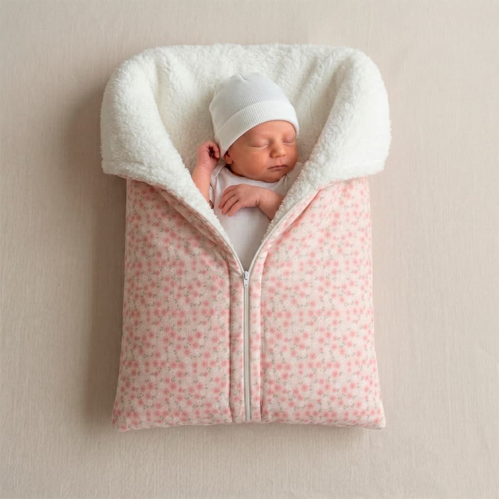 Porta Bebê Inverno Menina Estampado Em Plush Com Sherpa Carneirinho Quentinho