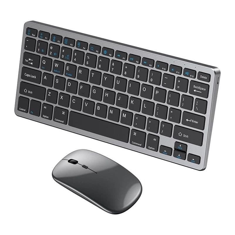 Teclado E Mouse Bluetooth Para Notebook A PILHA  Preto Cinza TCD-02A