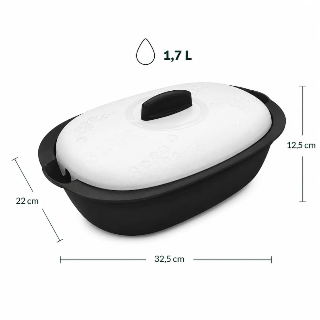 Tupperware Travessa Oval Actualité 1,7 litro Preto e Branco