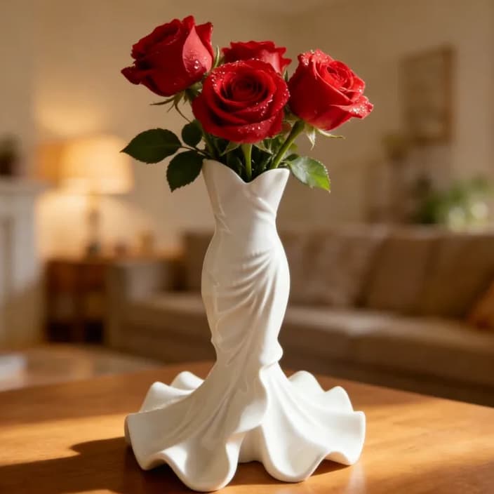 Vaso Vestido de Noiva Decoraçaõ Vestido Elegante Centro de Mesa para Casamento Cerimônias e Festas Mesa dos Noivos