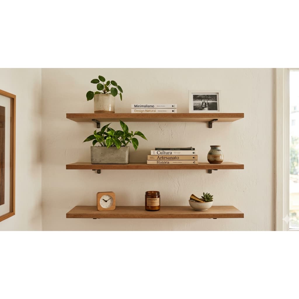 Kit 3 Prateleiras MDF Cru 60x20 Organizadora Promoção Imbatível