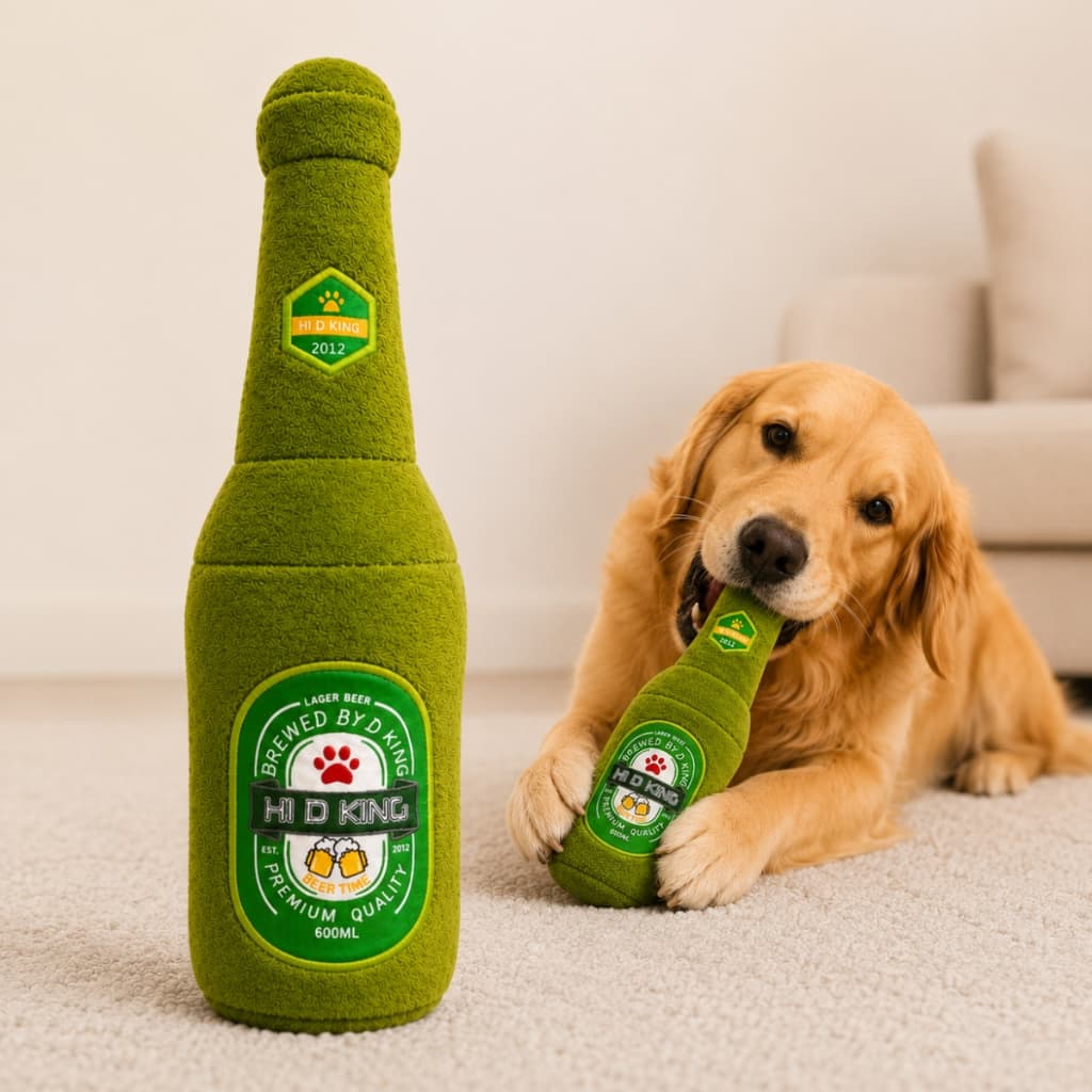 Pelúcia Pet em Formato de Garrafa Brinquedo Divertido para Cachorro com Apito Presente Criativo para seu Pet
