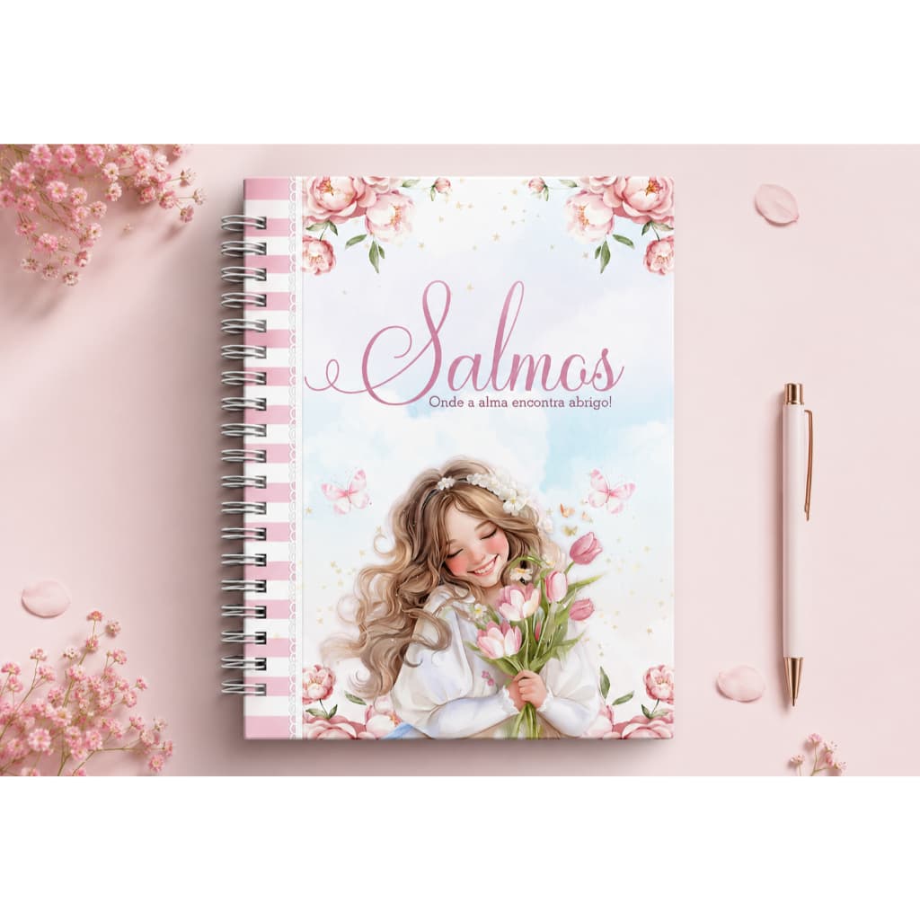 Caderno de Estudo Bíblico Salmos 146 Páginas Cristão Feminino Capa Dura Wire-o
