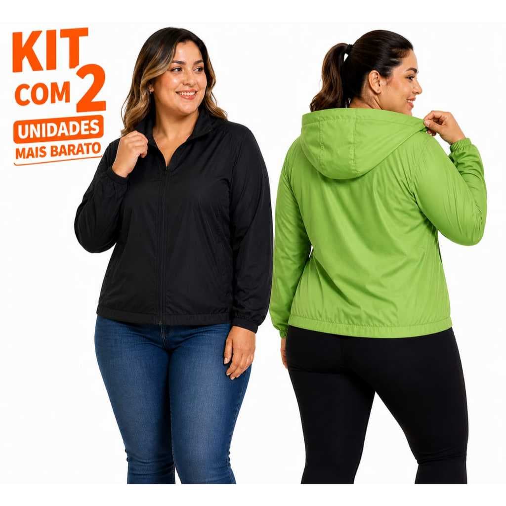 Kit 2 corta vento Feminina Sport Fit Pluz Size