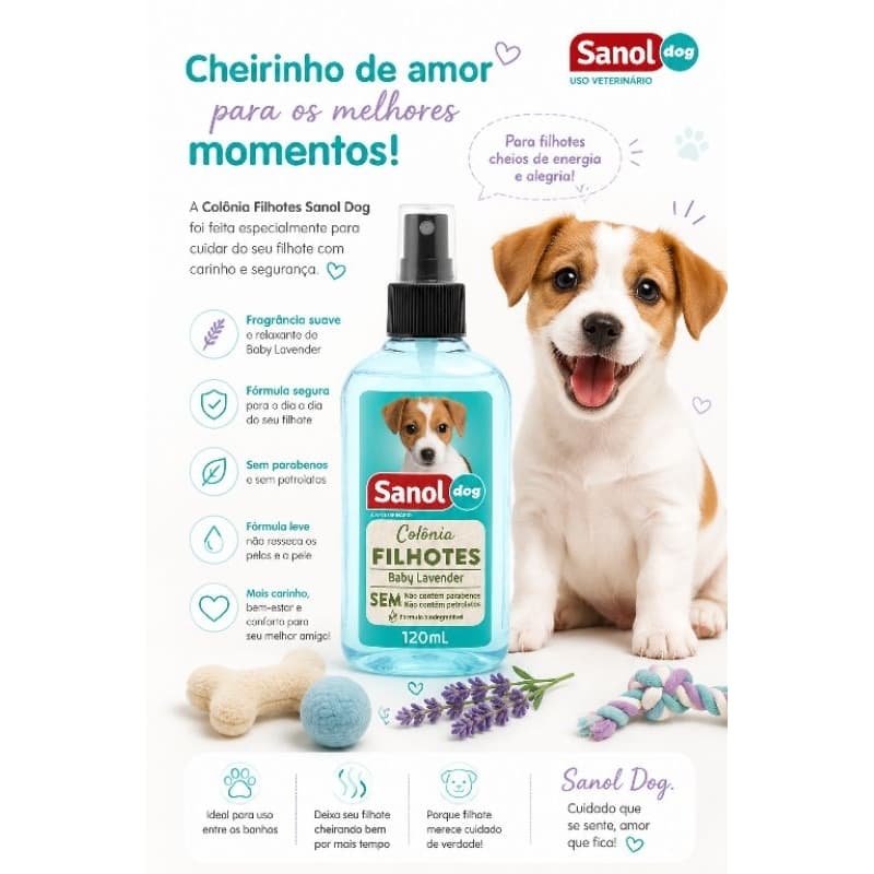 Colônia Sanol Filhotes Pet 120ml - Perfume Para Cães Sanol