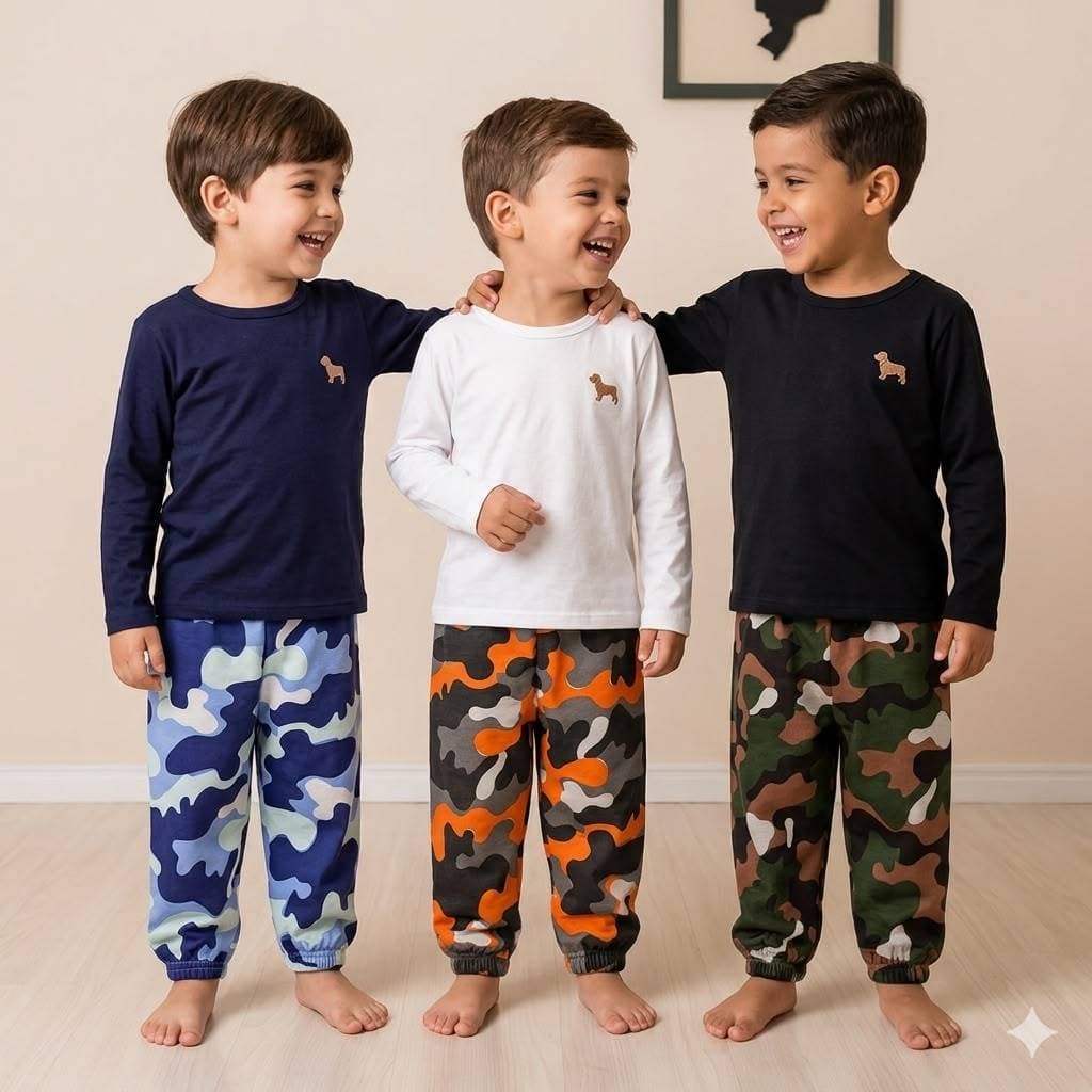 Kit 3 calças jogger infantil masculino exercito camuflado cores sortidas tamanhos 1 2 3 4 6 8