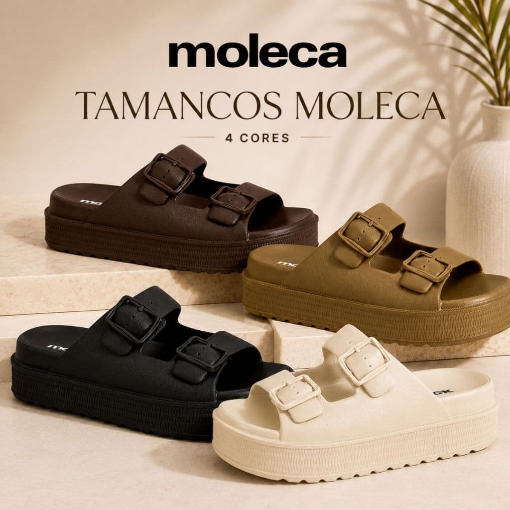 Sandália Plataforma Fivela Dupla Feminina Moleca Tratorada Confortável Macio Elegante Moda Feminina