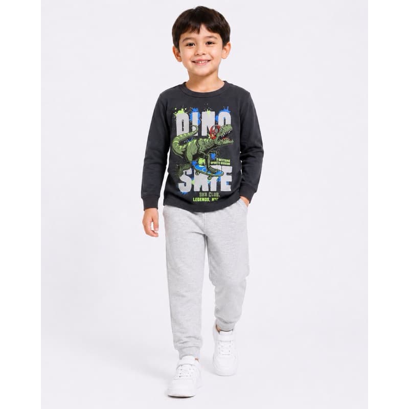 Conjunto Infantil Menino Marlan TAM 4 Blusa Dino Skate + Calça Moletom