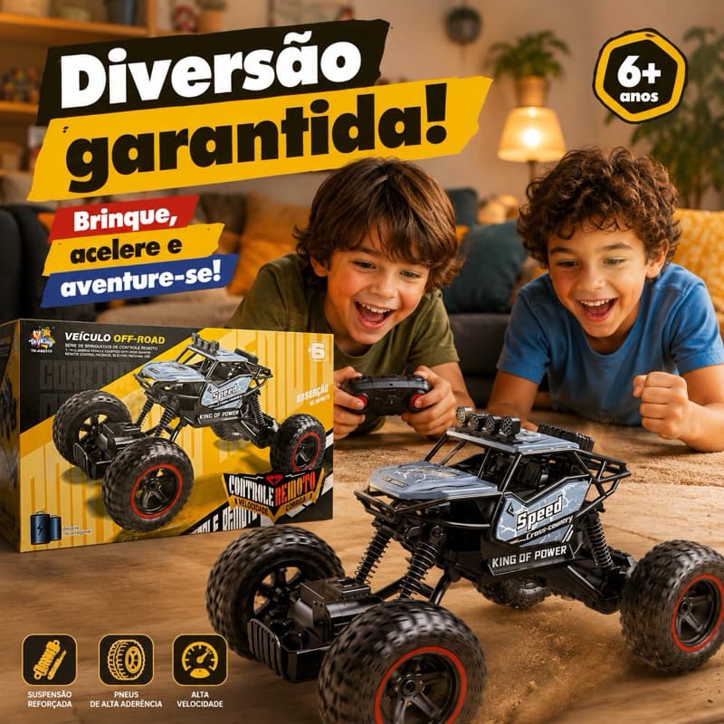 Carro Off-Road de Controle Remoto 4x4 com Suspensão
