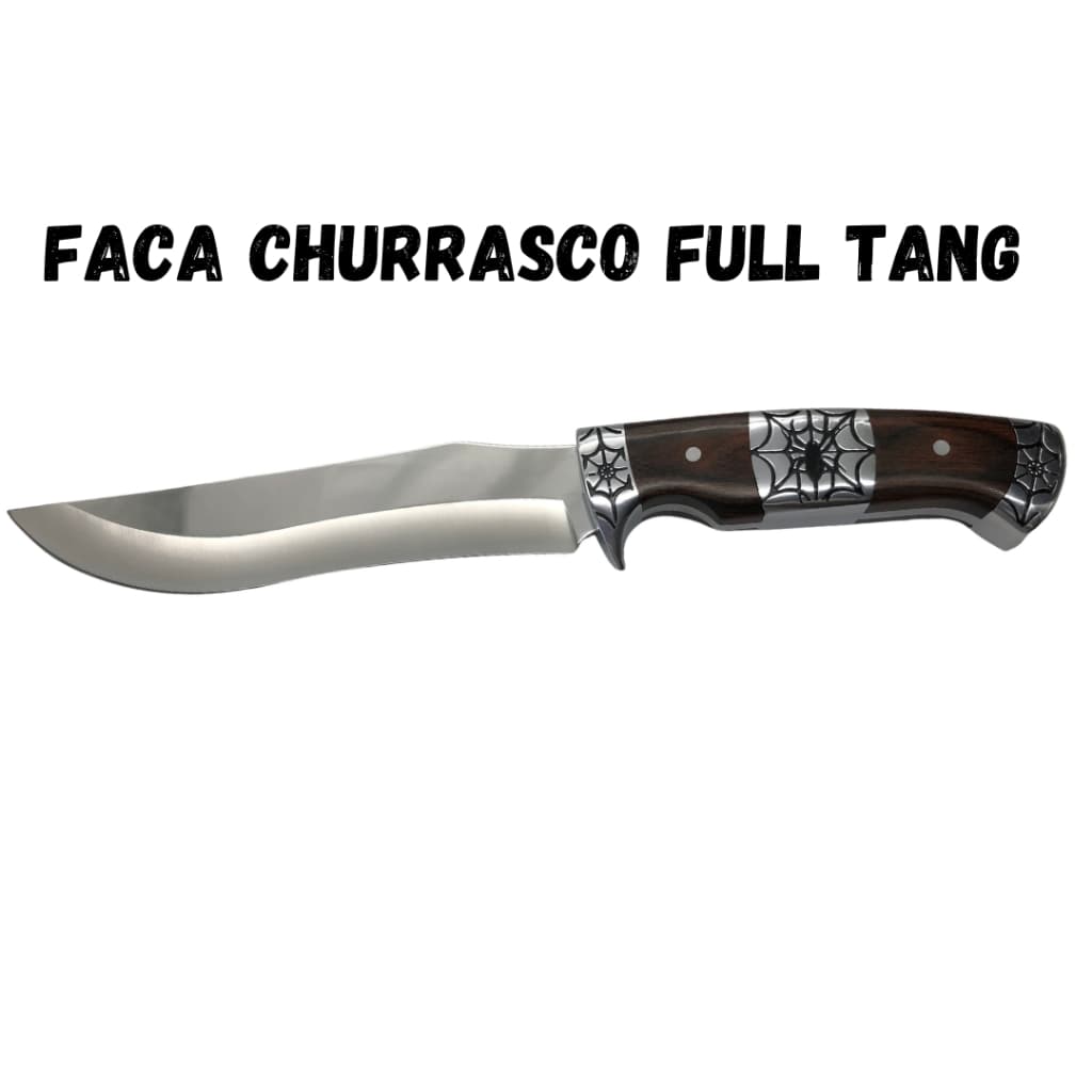 Faca Churrasco Caça e Pesca Cabo Artesanal em Madeira, Aço Inox FullTang - 1882
