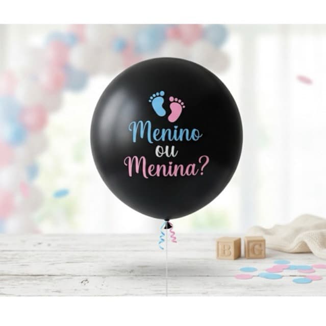 Balão Chá Revelação 36”Poleg 90CM Confetes Rosa Azul Gender Reveal Descubra Bebê Festa
