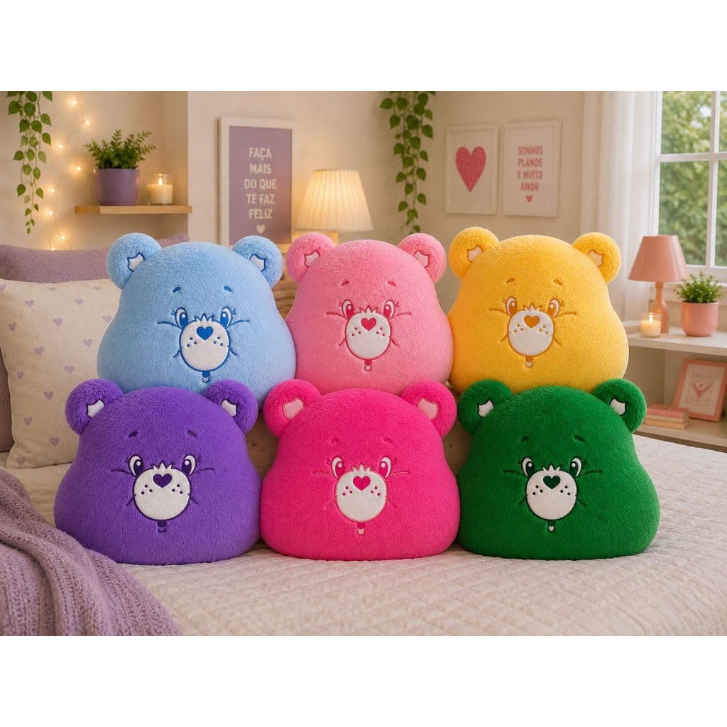 Kit 6 Almofadas Ursinhos Carinhosos Macias Decorativas Quarto Infantil Presente