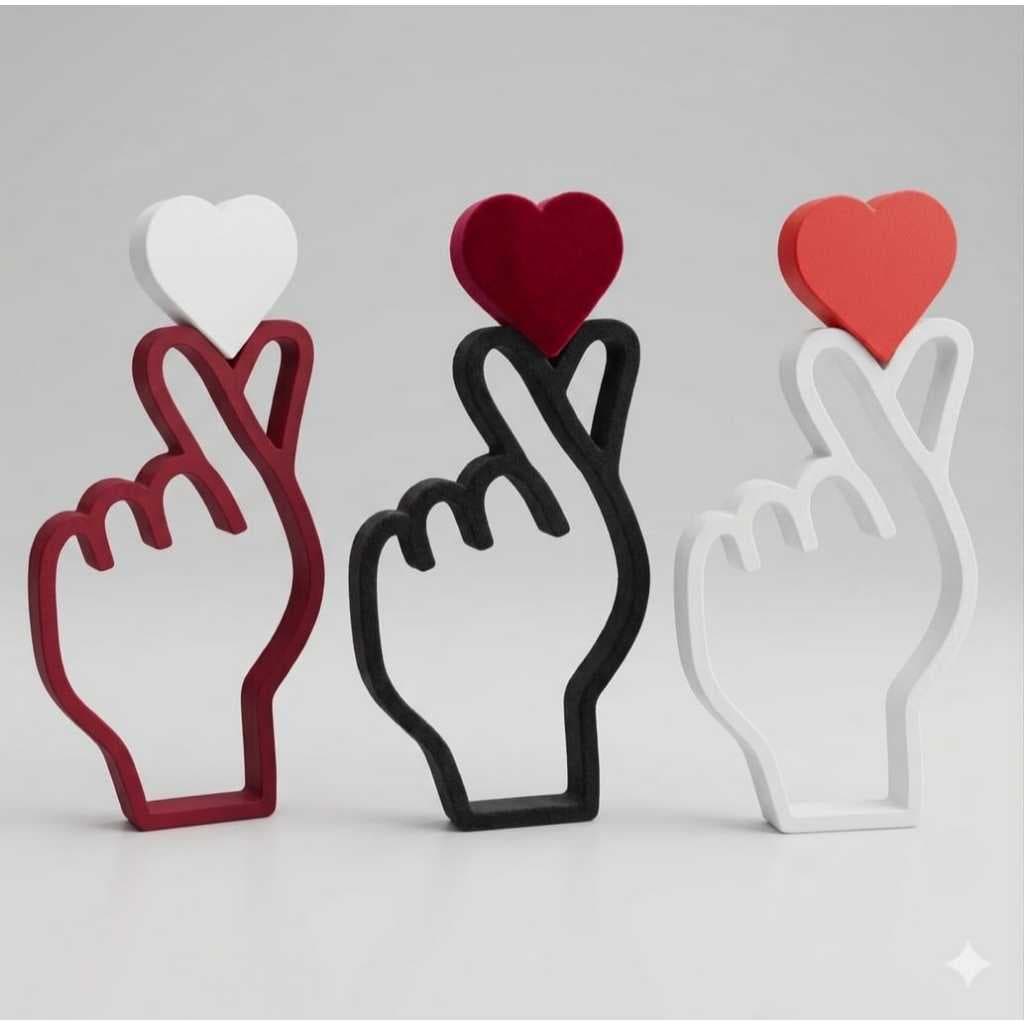 Mãozinha Coração Coreana 17cm Dorama KPOP Decoração Finger Heart Grande Impressão 3D