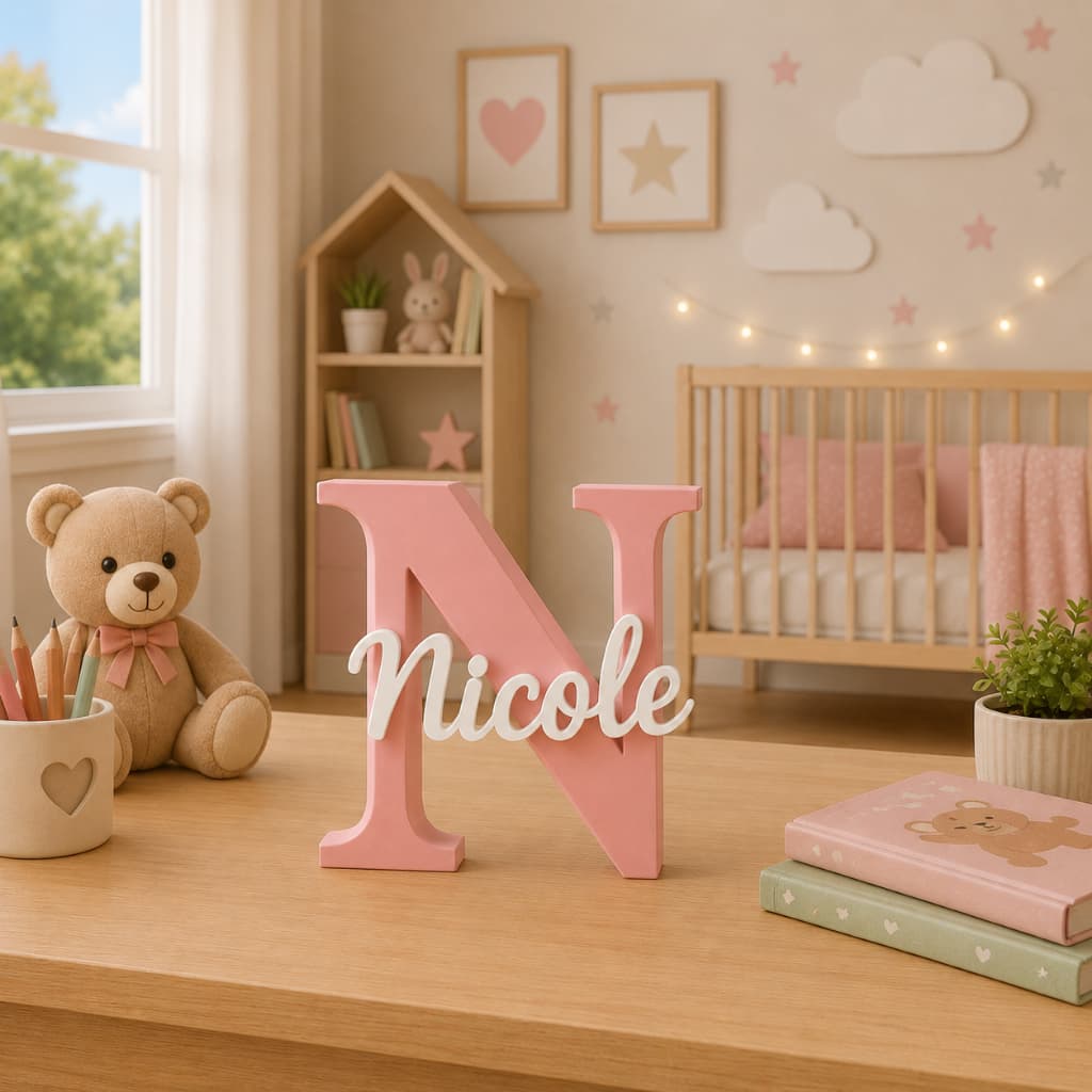 Letreiro Nome Personalizado 3D – Placa Decorativa para Quarto Infantil e Chá Revelação