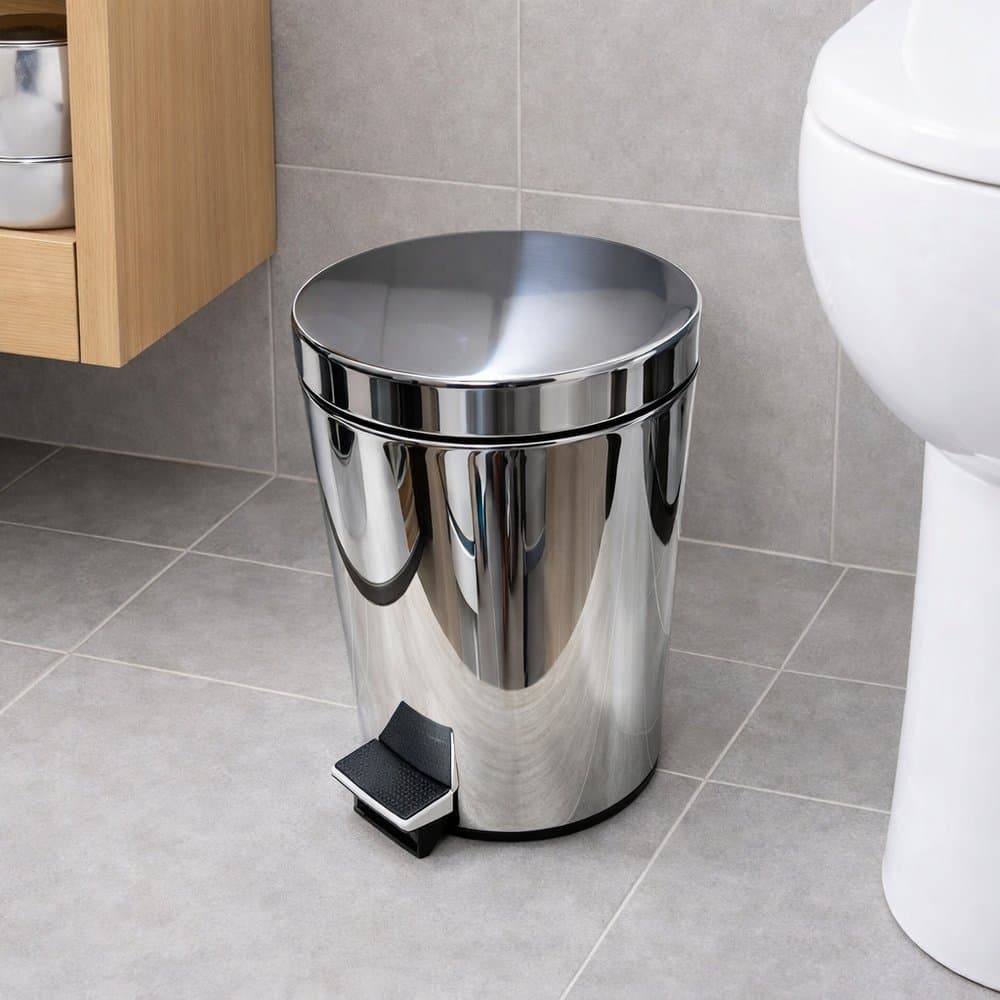 Lixeira de Banheiro em Aço Inox Redonda Multiuso 5 Litros ou 3 Litros Lixeira Para Escritório Cozinha Lixeira Com Pedal