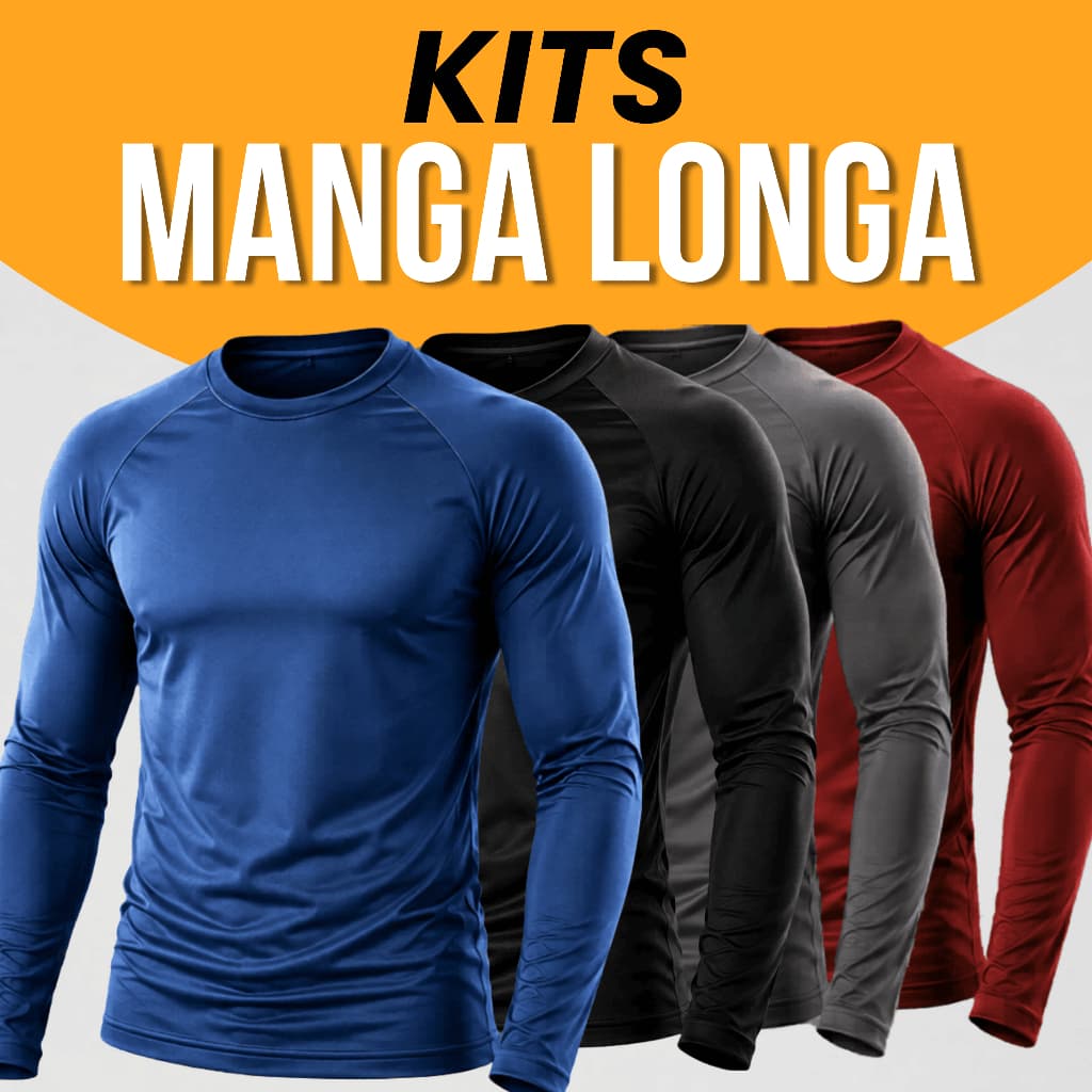 Kits Camisetas Manga Longa Segunda Pele Masculina Térmica Dry Fit Academia Treino Proteção Solar