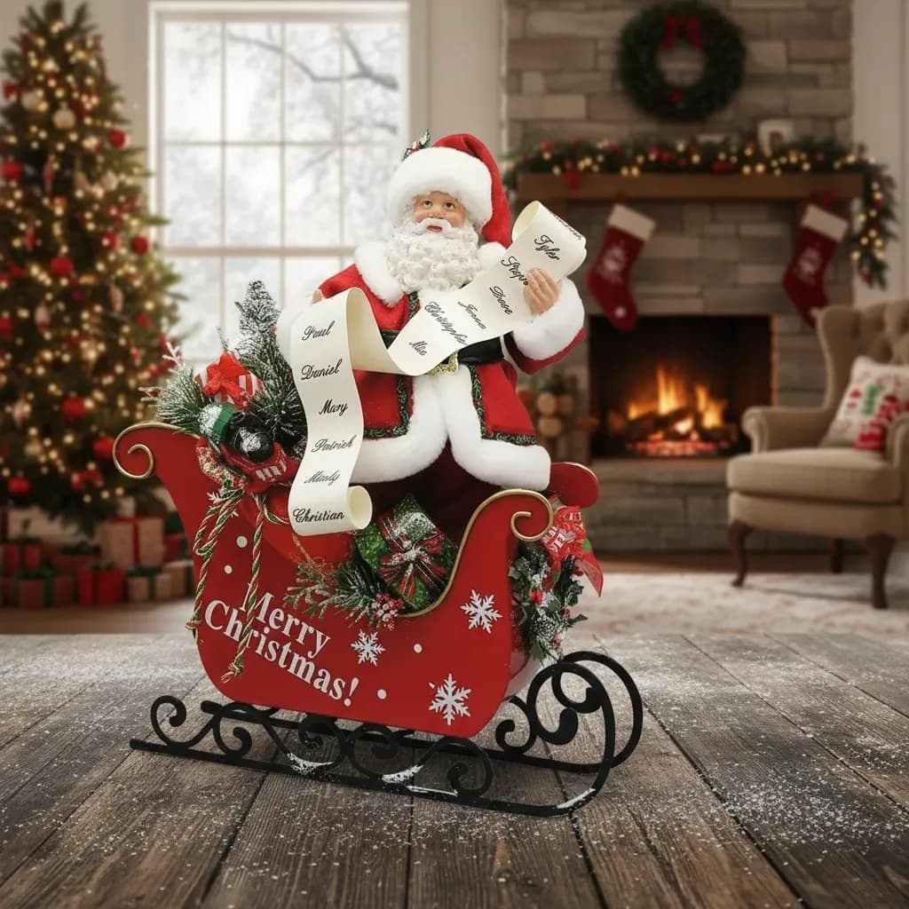 Enfeite Decorativo Treno Do Papai Noel De Resina Boneco