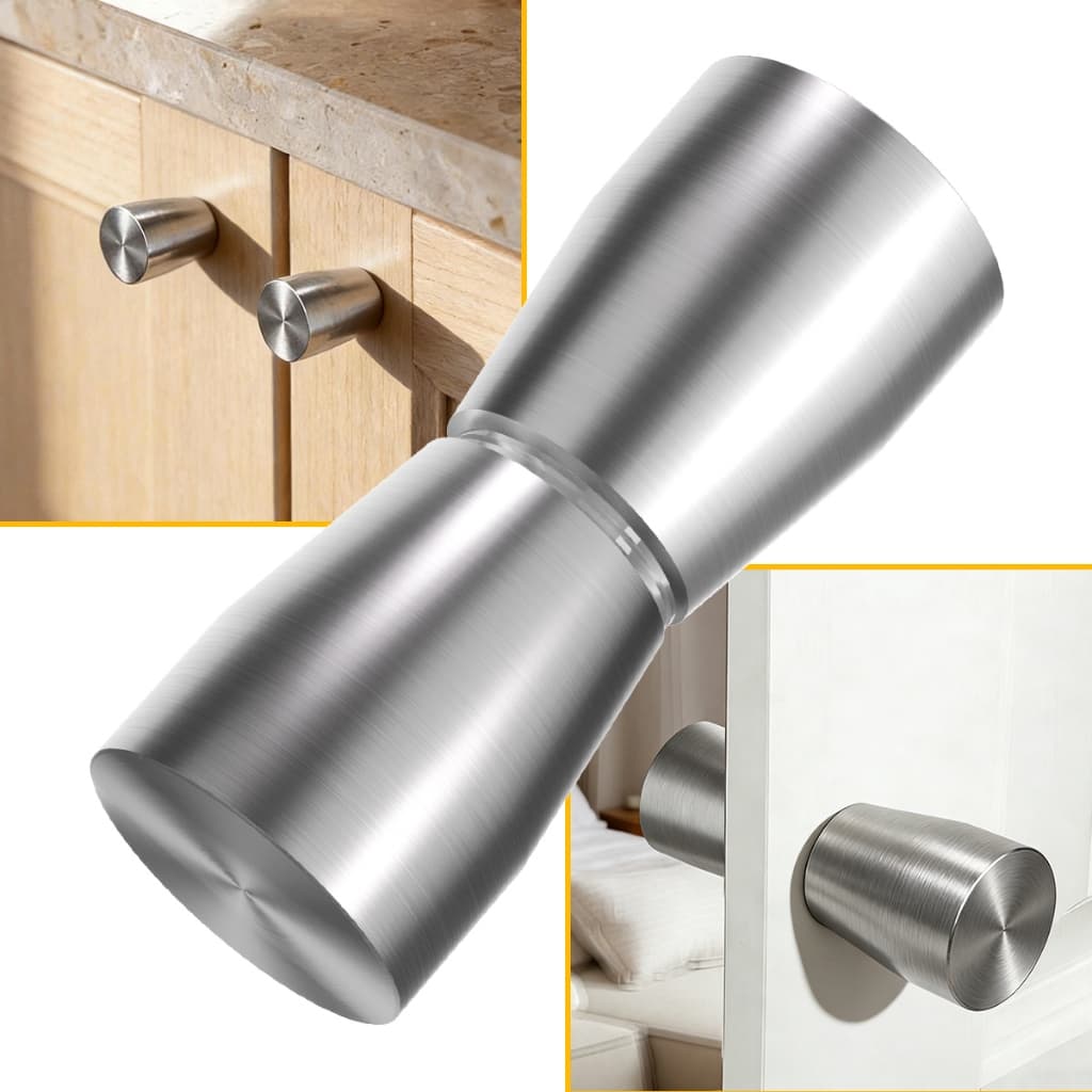 Par de Puxadores para Porta e Armário em Inox 201 9cm Acabamento Escovado Maçaneta Interna para Quarto e Guarda-Roupa