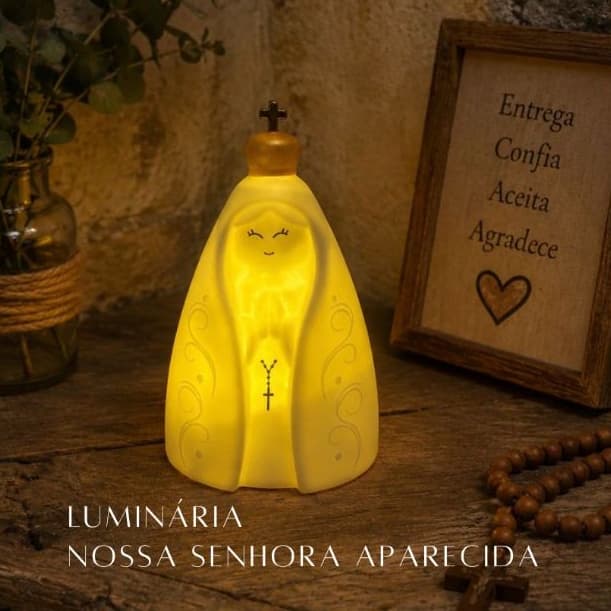 Luminária Nossa Senhora Aparecida Plástico 15 cm Linda Para Decorar Envio Rápido