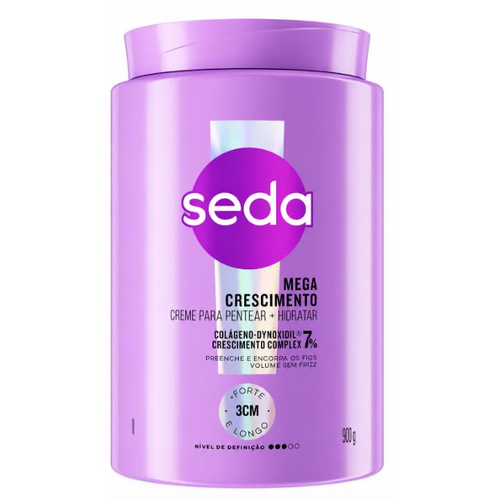Creme De Pentear Seda Mega Crescimento 900g Colágeno + Dynoxidil Complex 7% Hidratação Anti Frizz