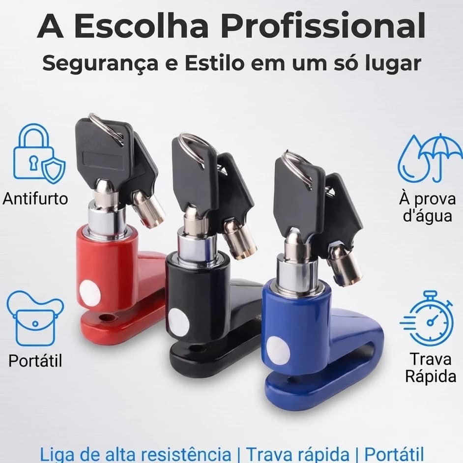 Cadeado Para Motos E Bicicletas Anti Furto Trava Disco De Freio Em Alumínio