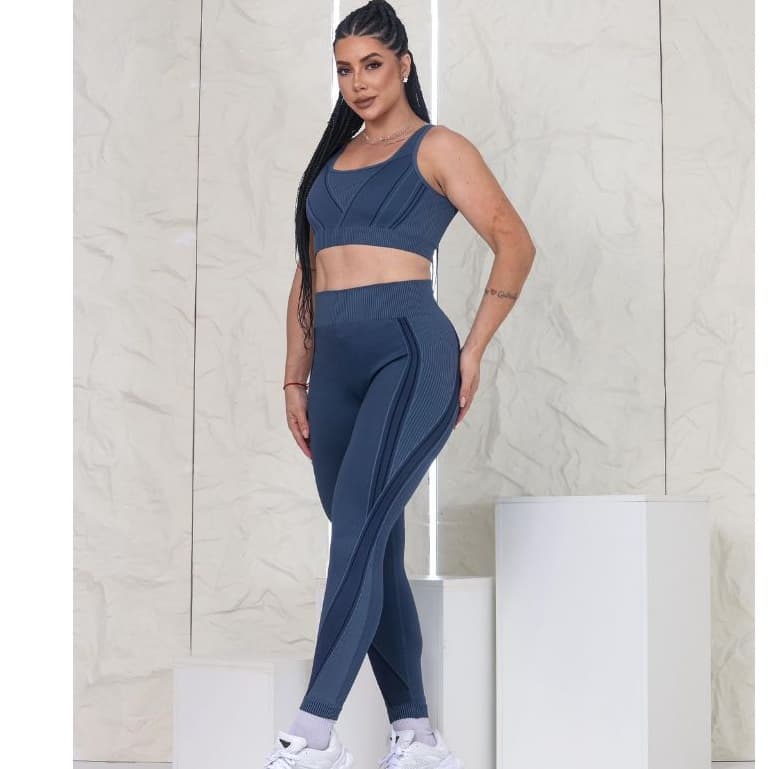 Conjunto Academia Feminino Top e Calça Legging Fitness Cintura Alta Premium