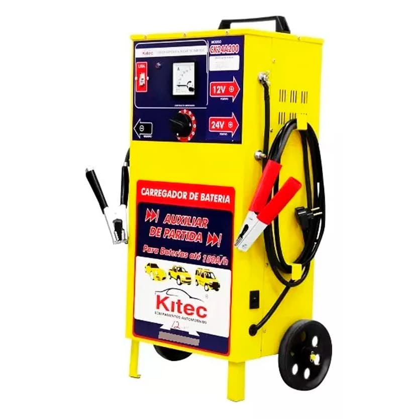 Carregador 24V Baterias e Auxiliar de Partida de 200 A/h Rápido e Lento - Kitec