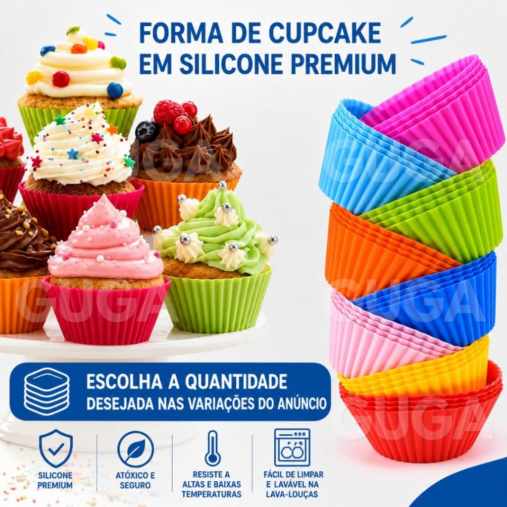 Kit 12/24/36/48/60 Forminha De Silicone Forma Assadeira Cupcake Mini Bolo Muffin