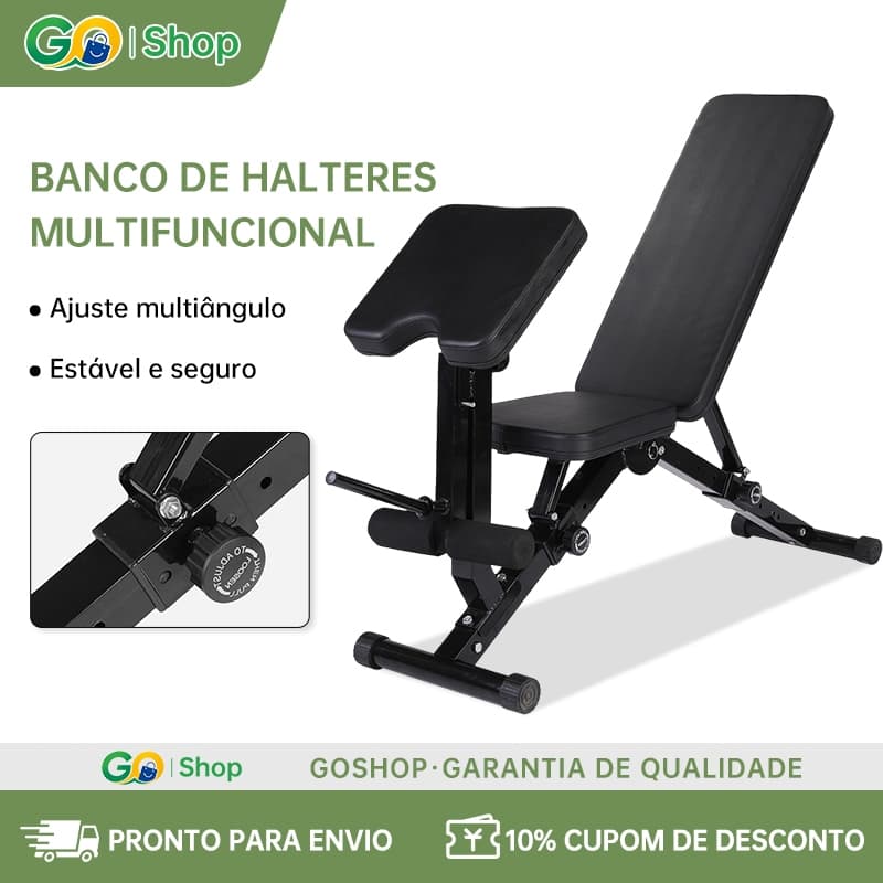 Banco de ajustável com extensor de pernas e apoio Scott – para supino, treinos em casa e na academia
