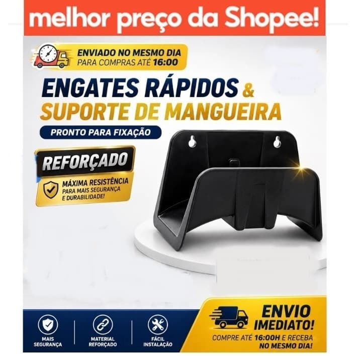 Suporte Para Mangueira De Jardim Até 50 Metros, Enrolador Preto, Organizador Resistente Top