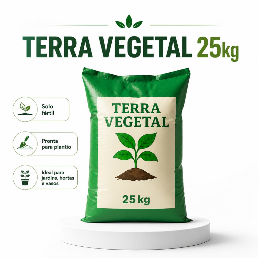 Terra Vegetal 25kg Para Plantio Vasos Hortas e Jardins