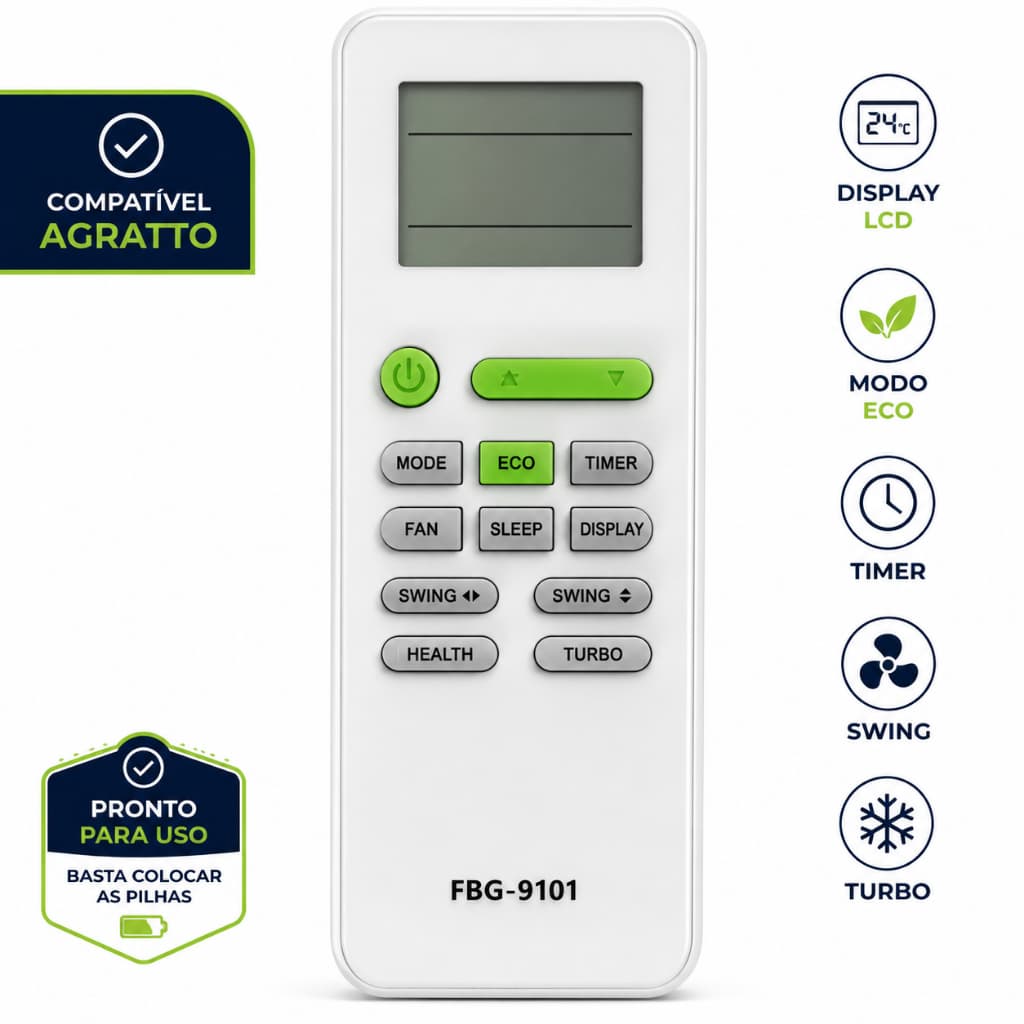 Controle Remoto Para Ar Condicionado Agratto Fbg-9101