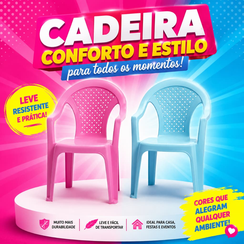 Poltrona Infantil Rosa Azul Plástico Resistente Escolas Creche Ressistente Forte Cadeira