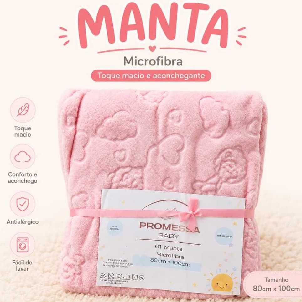 Manta Bebê 3D Microfibra Ultra Macia Cobertor Mantinha Maternidade Menina Perfeita