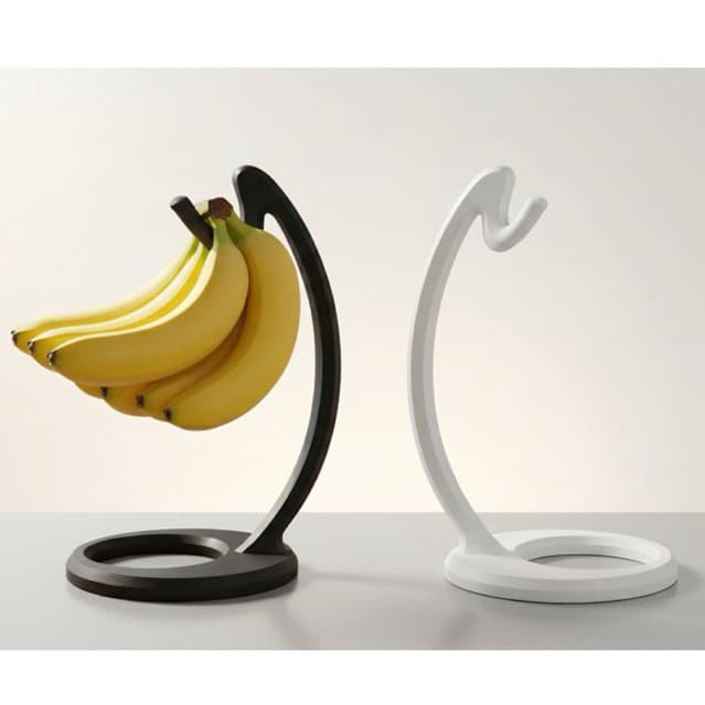 Suporte De Mesa Fruteira Gancho Para Pendurar Bananas Multiuso Moderno Resistente (Preto / Branco)