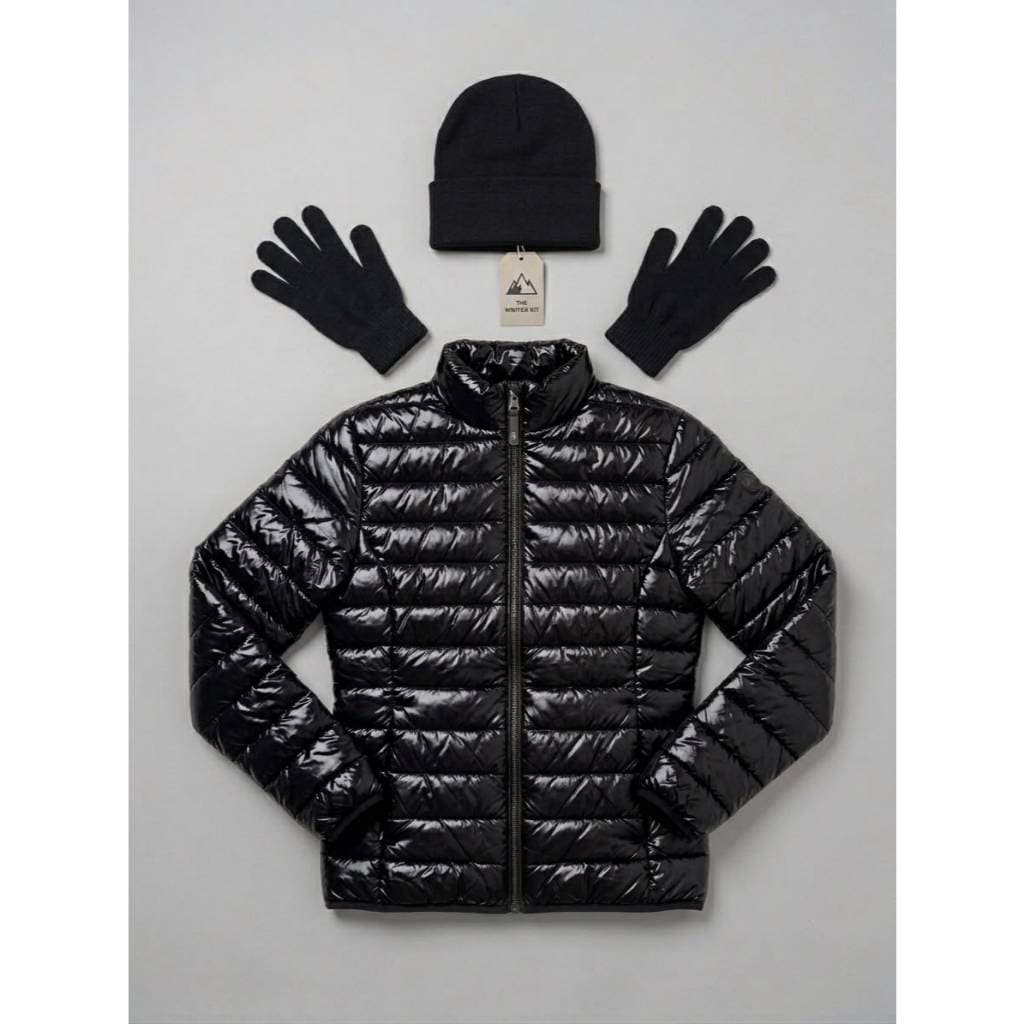 Kit Inverno Jaqueta Puffer Bobojaco + Touca + Luva  Feminina Acinturada Inverno - Plus Size
