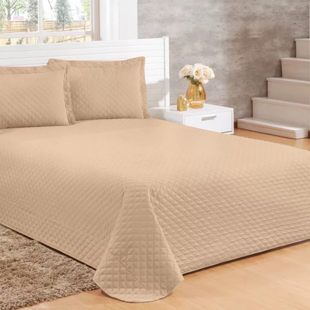 Colcha Cobre leito Casal, Enxoval 3 peças para Cama, Colchão padrão com porta travesseiro / Enxoval para Casamento