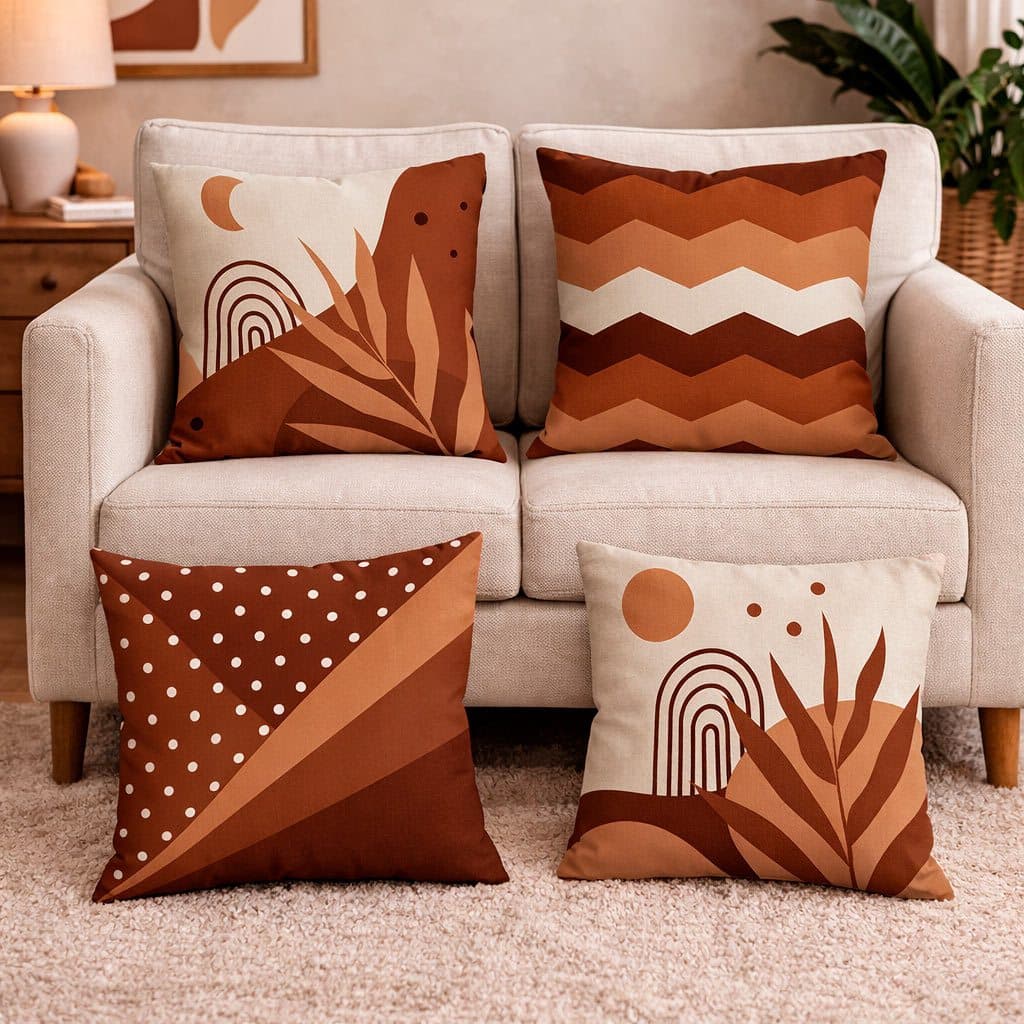 Kit com 4 Capas para Almofadas Decorativas 45X45cm Aura Terracota