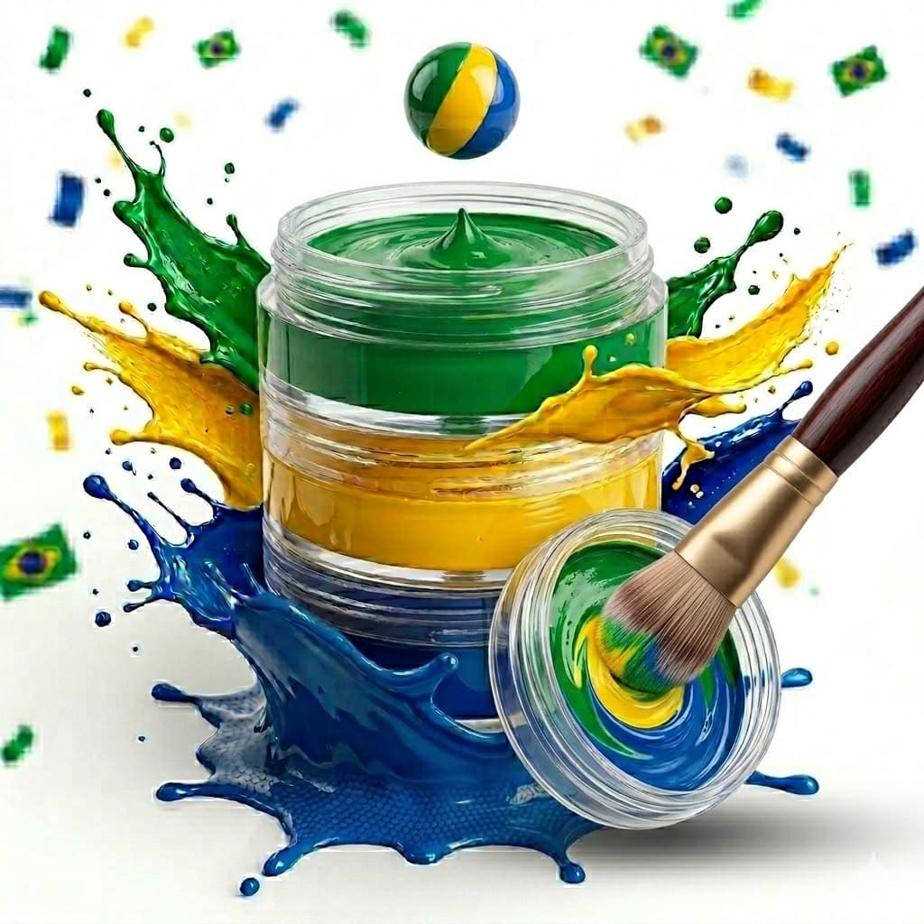 Tinta Pintura Facial Lavável 3 Cores Torcedor Seleção Brasil Hexa Copa Mundo Envio Rápido